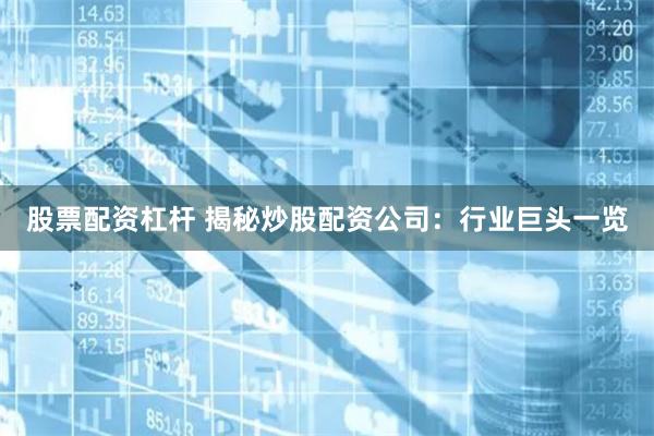 股票配资杠杆 揭秘炒股配资公司:行业巨头一览